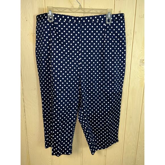 Alfred Dunner Pants Womens 24W Crop Pedal Pusher Capri Navy BluePolka Dot - Picture 4 of 10